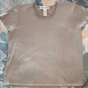 Jones New York silk blend soft taupe knit top